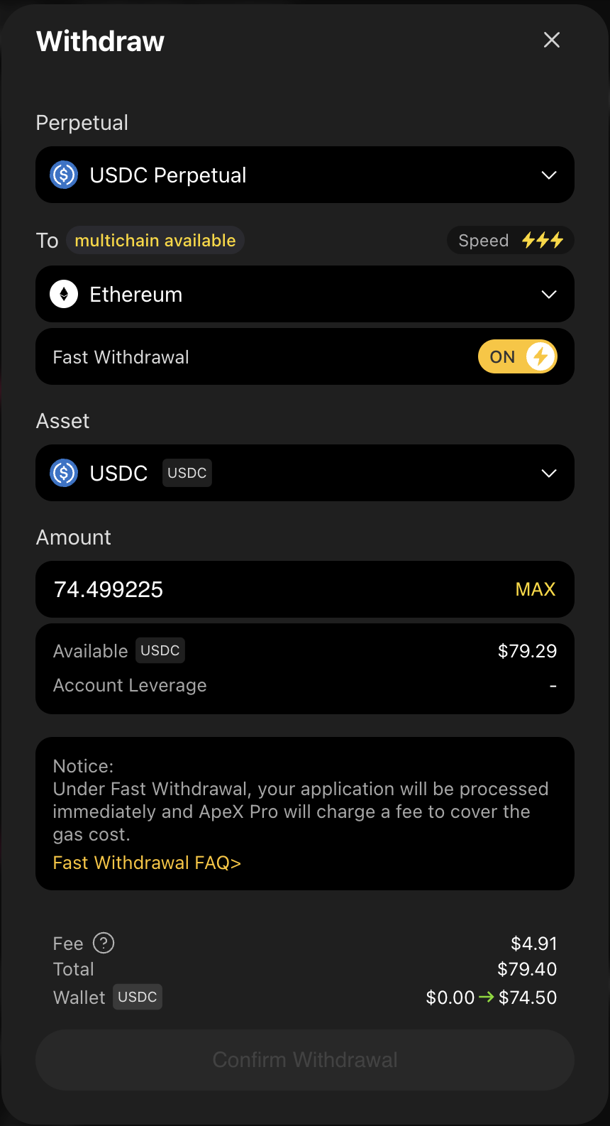 Withdraw Apex Pro
