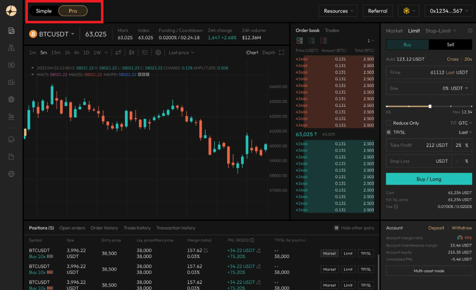 Aster DEX Interface