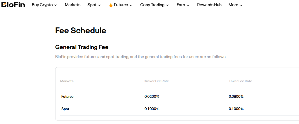 BloFin Fees