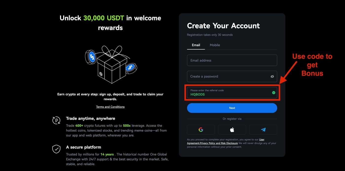 ボーナスを受け取るには、赤字のコードを使用してください。