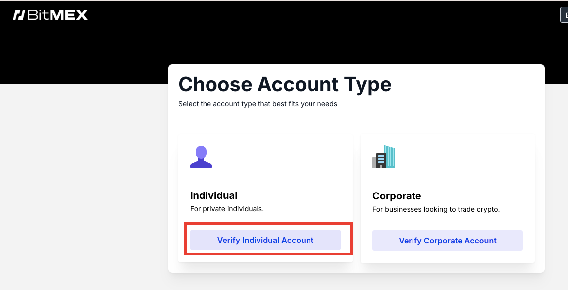 Account verification Bitmex