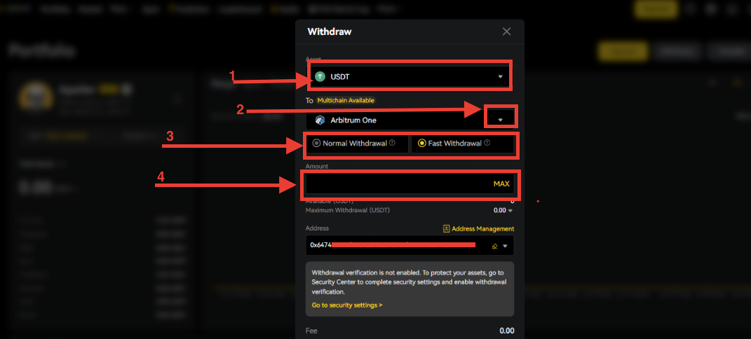 DEX Withdrawal proces